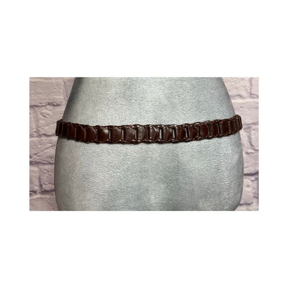 Vintage 90's preppy leather chain link belt - Picture 2 of 5
